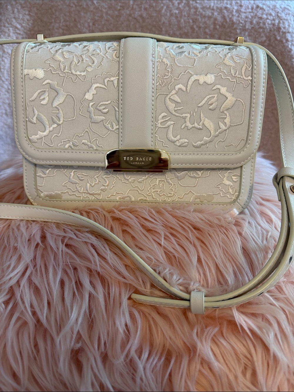 Ted Baker Cream Floral Jacquard Crossbody Bag